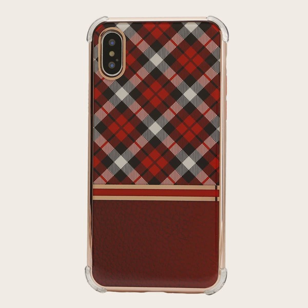

1pc Plaid Pattern iPhone Case, Multicolor
