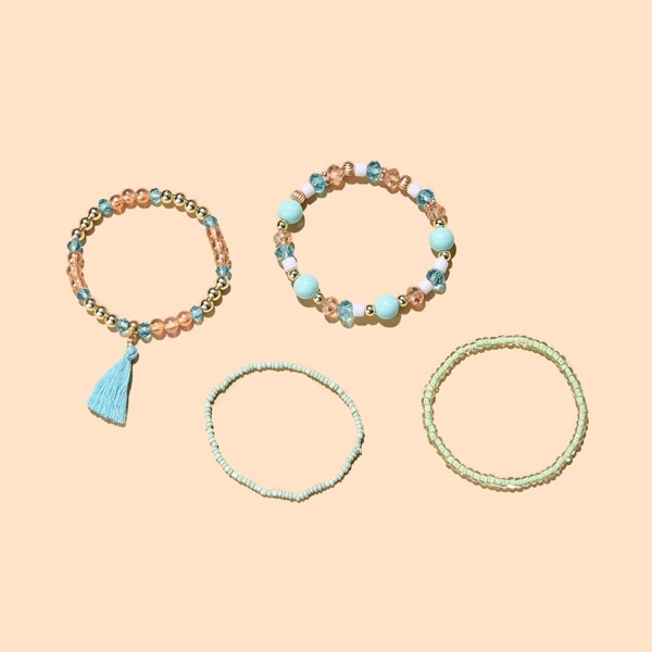 

4pcs Tassel Charm Bracelet, Multicolor