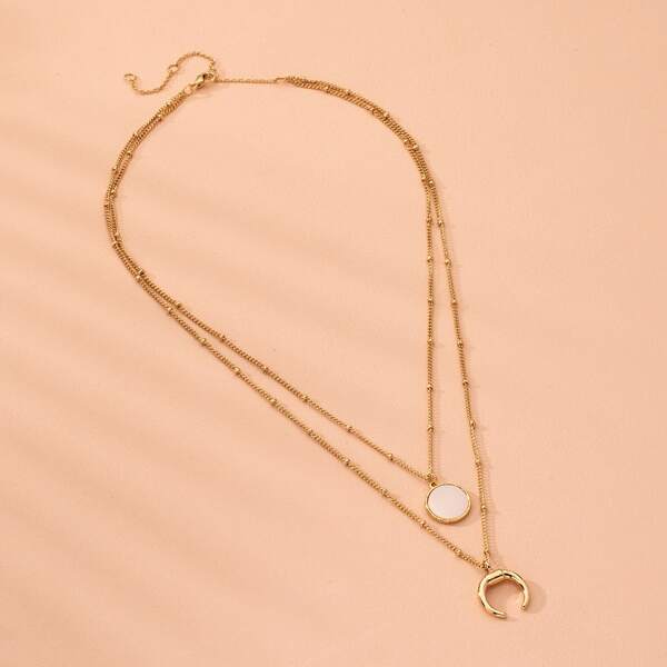 

Round Layered Necklace, Gold