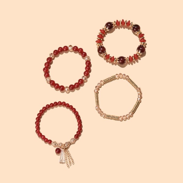 

4pcs Crystal Decor Bracelet, Multicolor