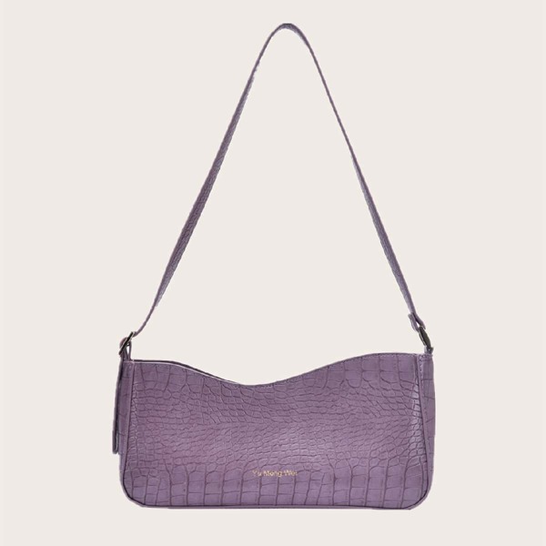 

Croc Embossed Baguette Bag, Purple