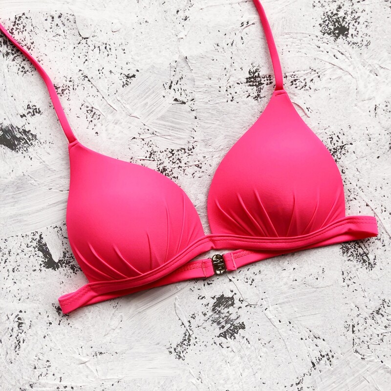 

Triangle Halter Bikini Top, Hot pink bright