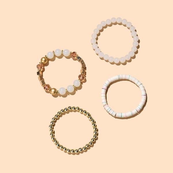

4pcs Beaded Bracelet, Multicolor