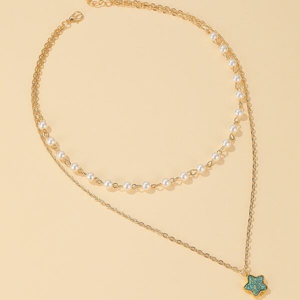 

Star Charm Layered Necklace, Multicolor