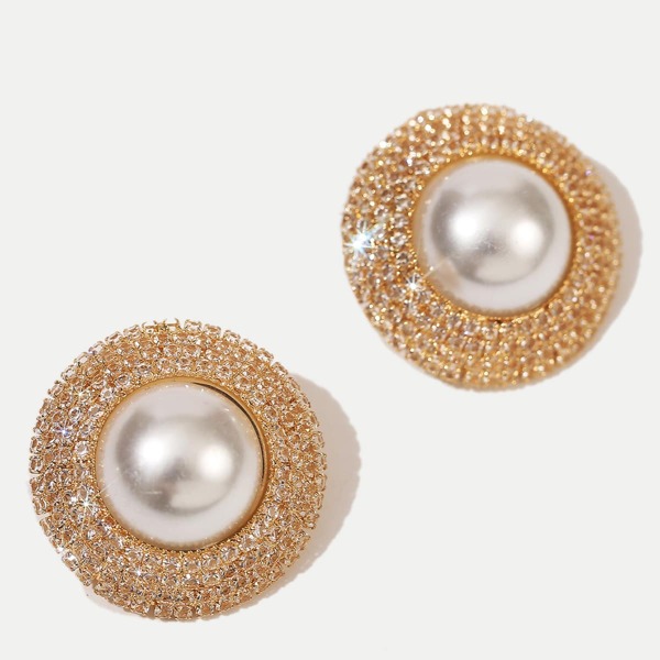 

Faux Pearl Decor Stud Earrings, Gold