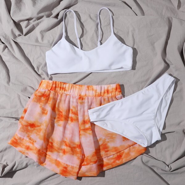 

3pack Tie Dye Co-ord Bikini Swimsuit, Multicolor
