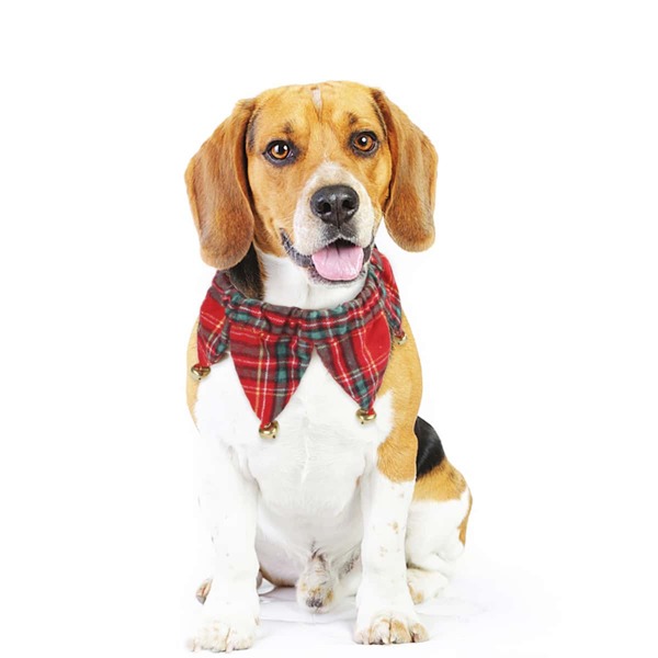

1pc Dog Bell Decor Tartan Collar, Red