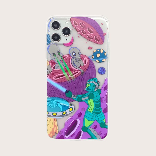 

1pc Alien Print iPhone Case, Multicolor