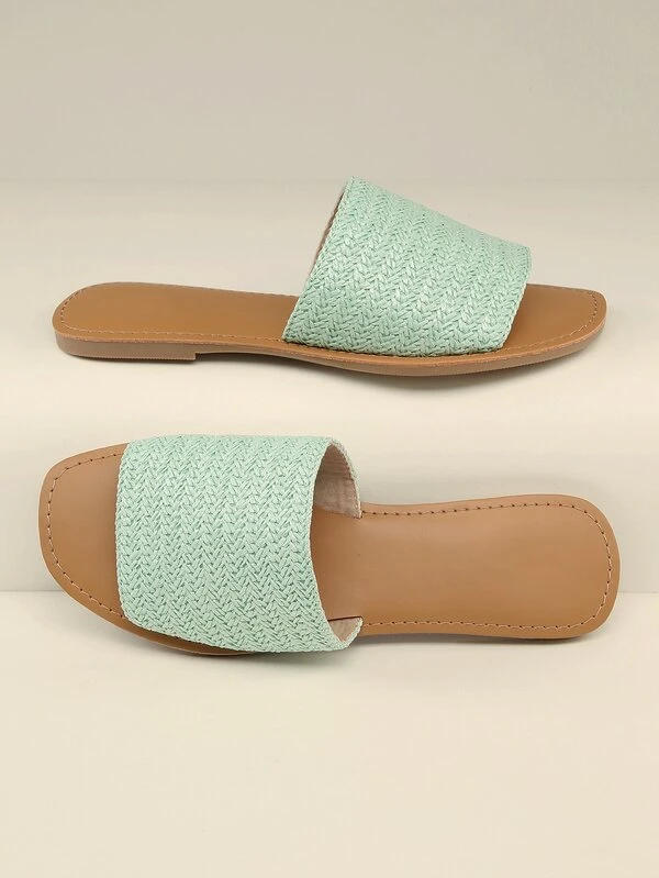 straw slide sandals