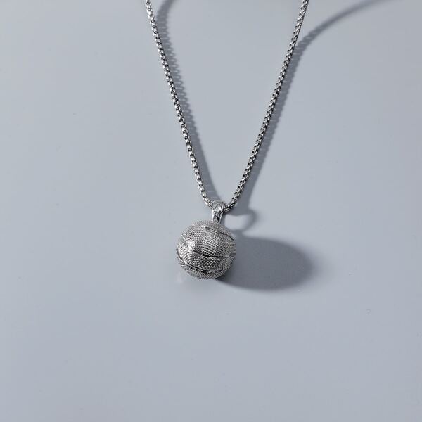 

Men Round Charm Necklace, Silver