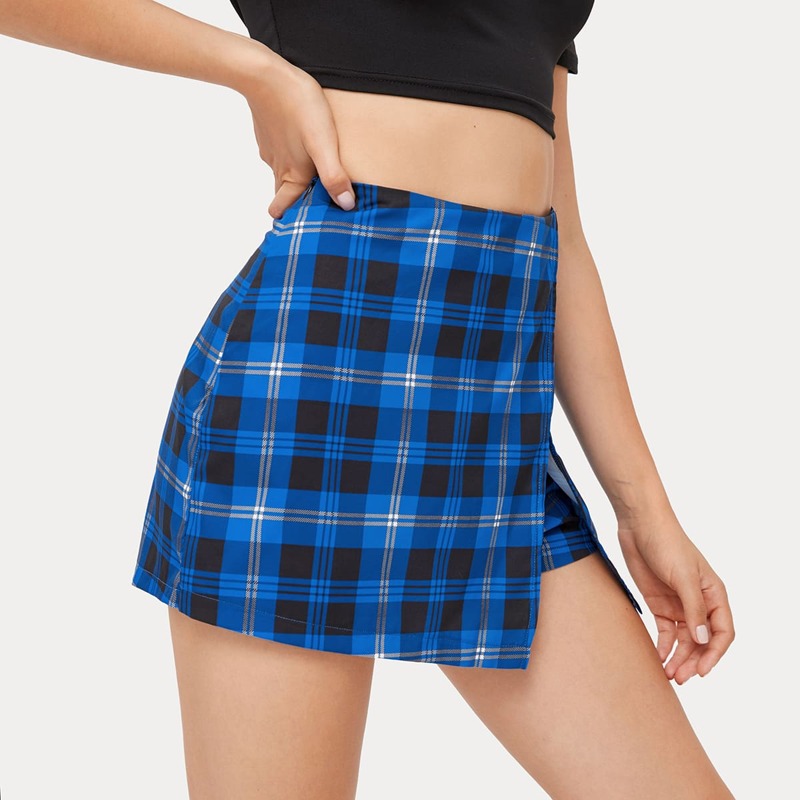 

Plaid Wrap Skort, Multicolor