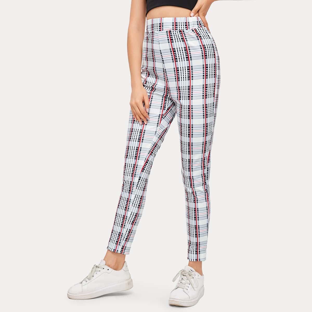 

Plaid High Waist Leggings, Multicolor