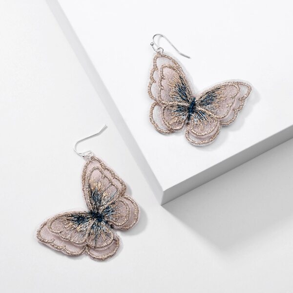 

Butterfly Charm Drop Earrings, Brown