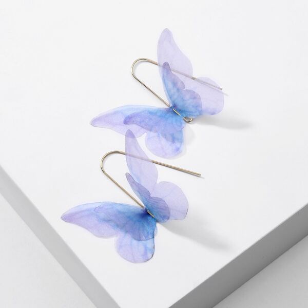 

Butterfly Charm Drop Earrings, Blue