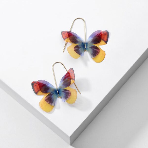 

Butterfly Charm Drop Earrings, Yellow