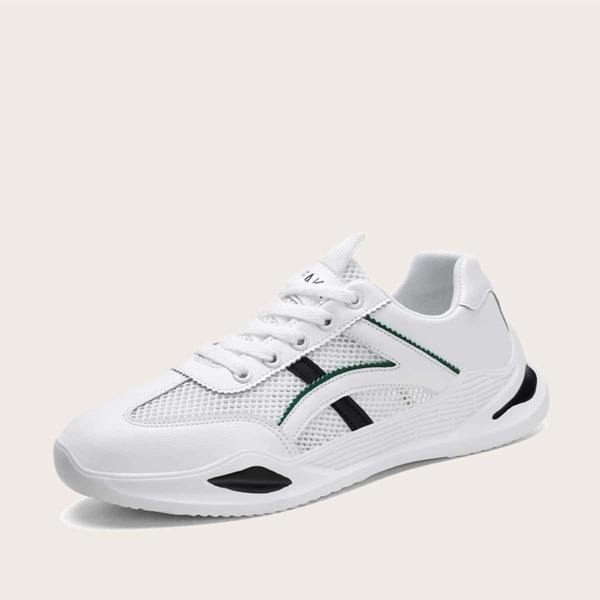 

Men Lace-up Front Mesh Panel Sneakers, White