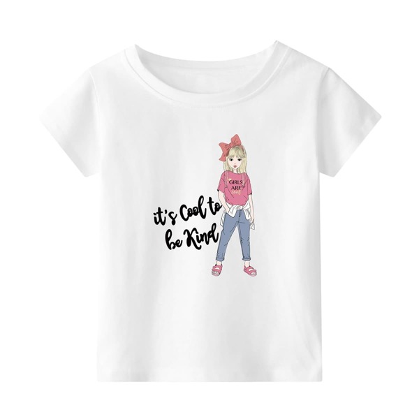 

Toddler Girls Figure And Slogan Graphic Tee, White