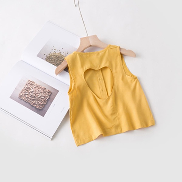 

Toddler Girls Peekaboo Back Button Front Tank Top, Yellow