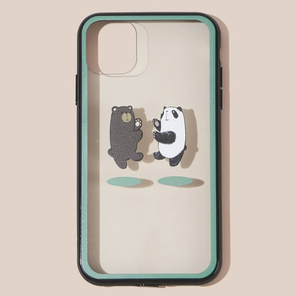 

1pc Cartoon Graphic Clear iPhone Case, Green