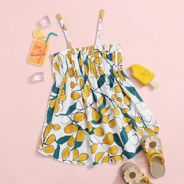 

Toddler Girls Plant Print Cami Dress, Multicolor