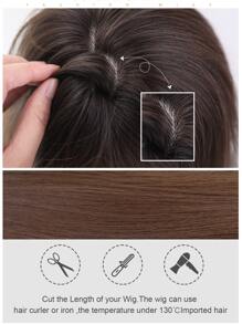 1pc Natural Straight Hair Wig With Bangs - Multicolor - View 7