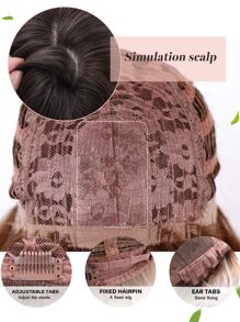 1pc Natural Straight Hair Wig With Bangs - Multicolor - View 8