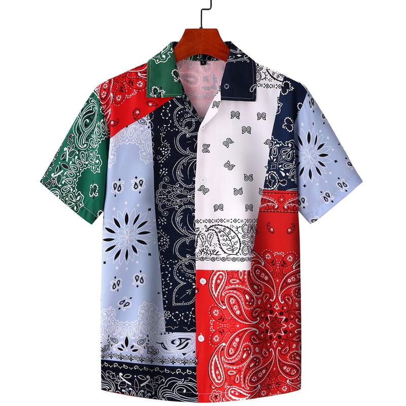 

Guys Paisley Patchwork Button Up Shirt, Multicolor