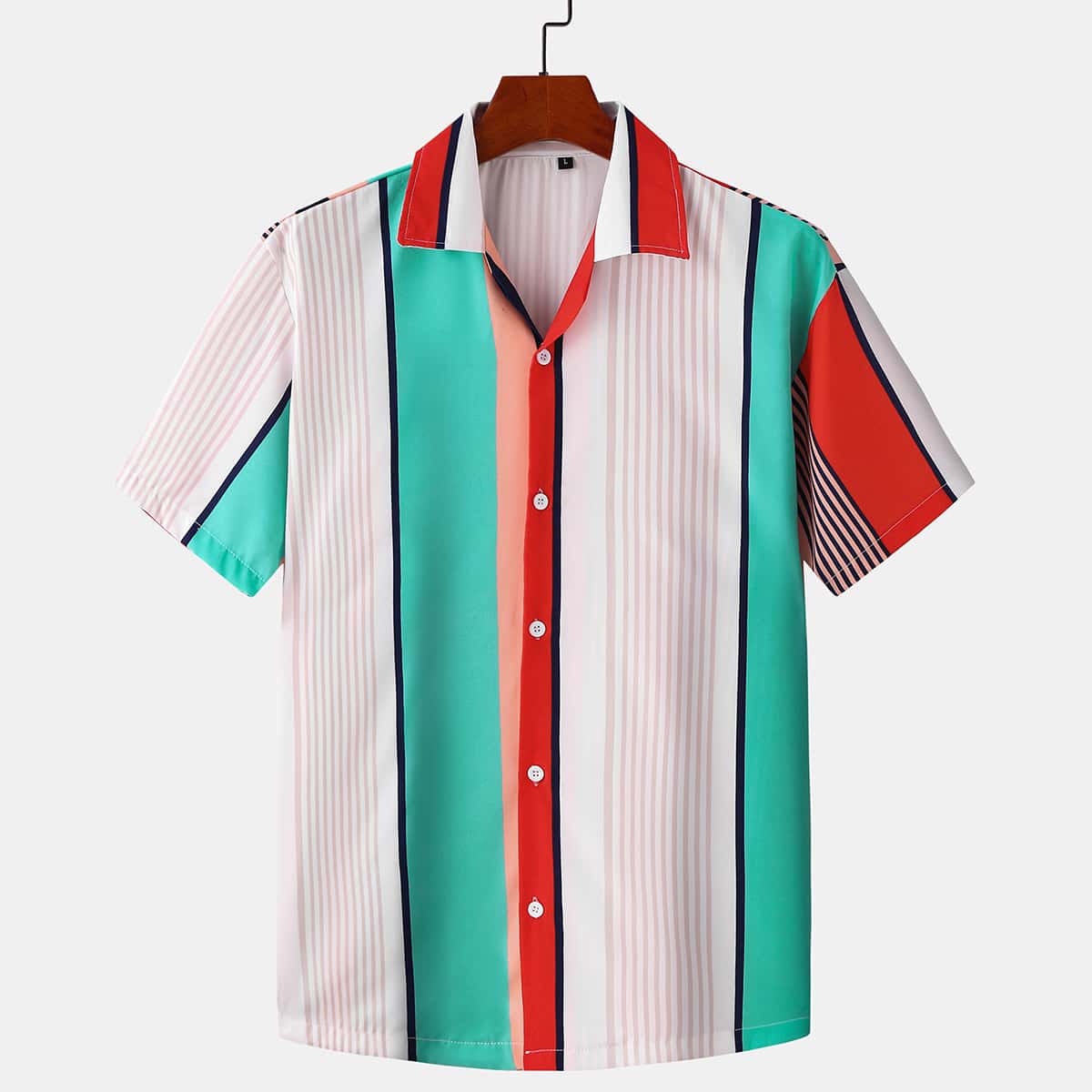 

Guys Block Striped Button Up Shirt, Multicolor