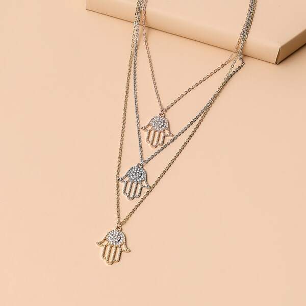 

Rhinestone Hand Layered Necklace, Multicolor