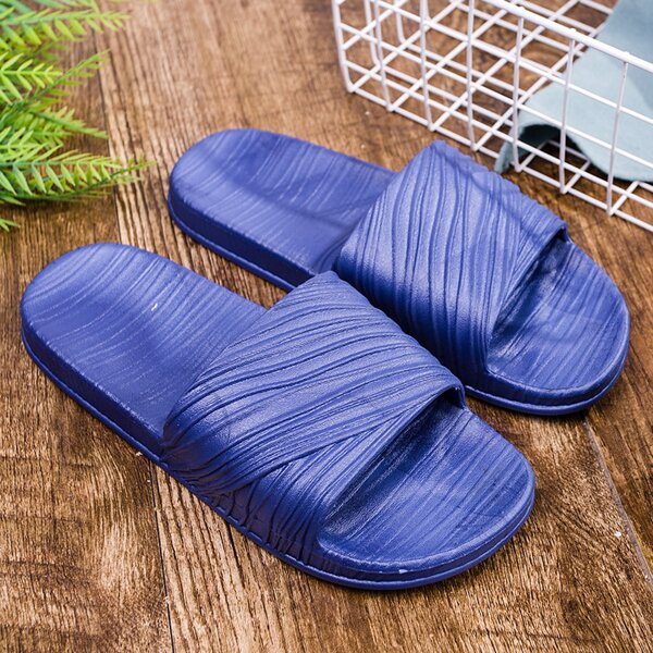 

Men Textured Wide Fit Slides, Blue