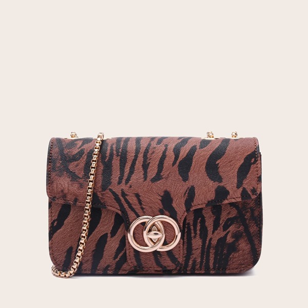 

Tiger Print Crossbody Bag, Multicolor
