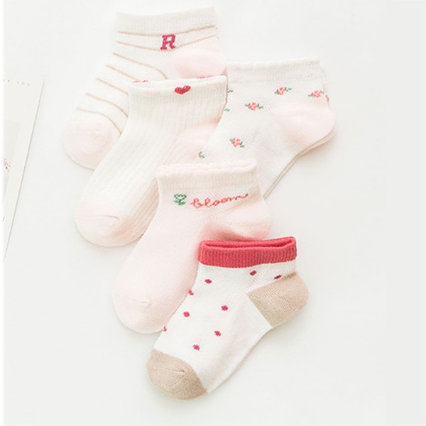 

5pairs Toddler Girls Letter Graphic Socks, Multicolor