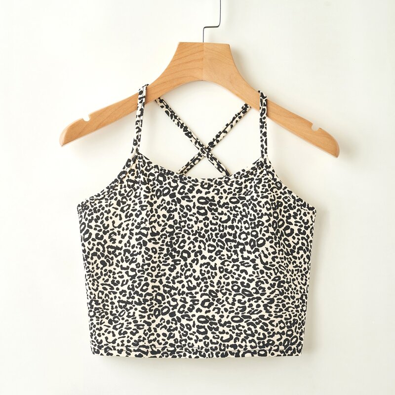 

Cross Back Leopard Crop Cami, Multicolor