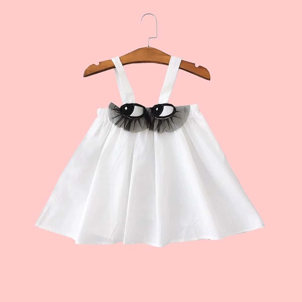 

Toddler Girls Eye Contrast Mesh Cami Dress, White