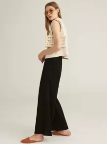 MOTF PREMIUM Top sin manga de cuello alto de rayón - Beis - Ver 2