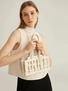 MOTF PREMIUM Top sin manga de cuello alto de rayón - Beis - Ver 9