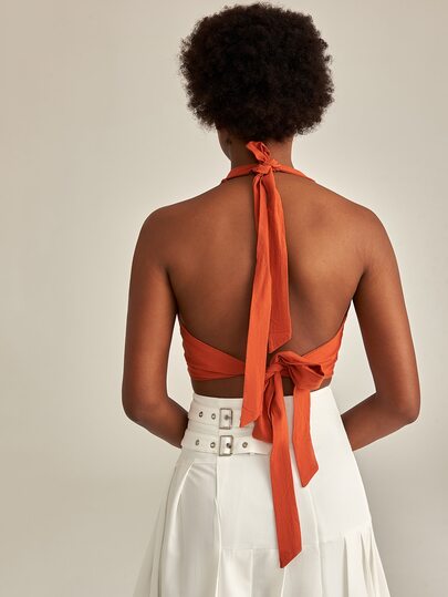 PREMIUM Tied Open Back Halter Top