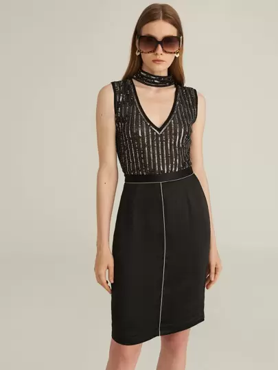 Contrast Binding Skirt