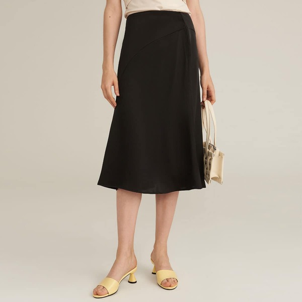 

BIAS CUT MIDI SKIRT, Black