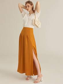 SHEIN Camisa ribete fruncido de manga farol - Blanco - Ver 6