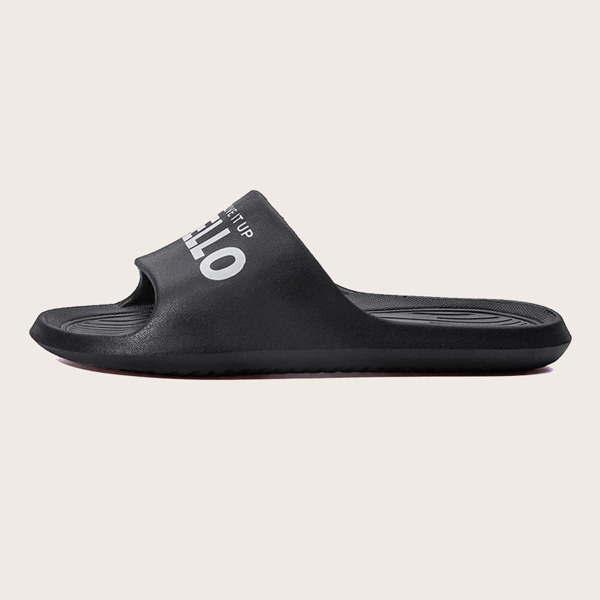 

Open Toe Letter Graphic Slides, Black