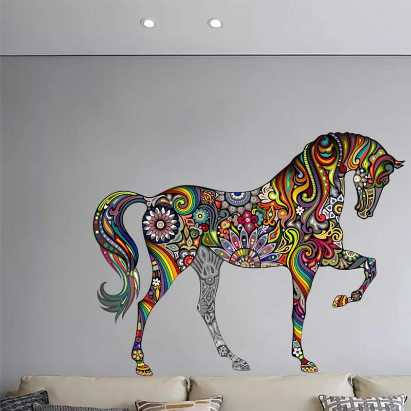 

4pcs Horse Print Wall Sticker Set, Multicolor