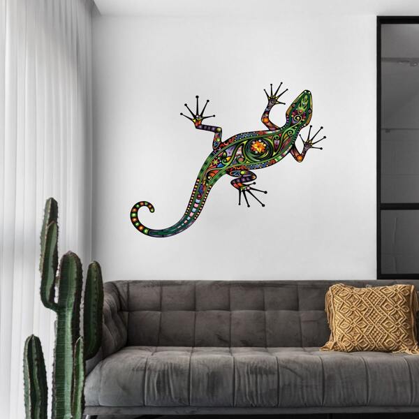 

4pcs Gecko Print Wall Sticker Set, Multicolor