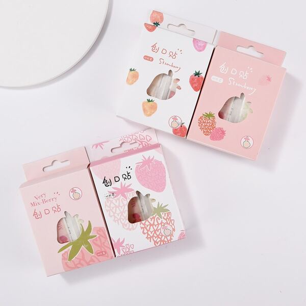 

40pcs Boxed Strawberry Print Random Bandage, Multicolor