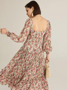 SHEIN Robe fleurie à manches bouffantes