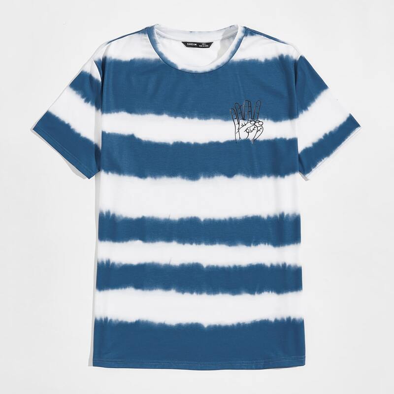 

Guys Figure Print Colorblock Tee, Blue and white
