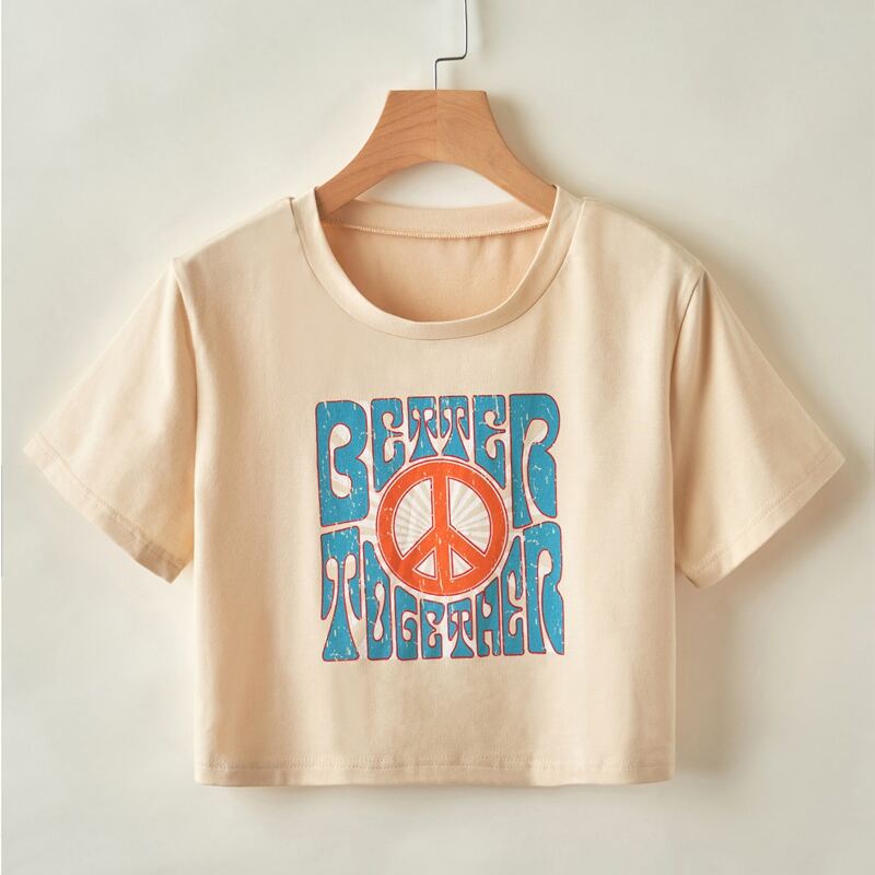 

Letter Graphic Crop Tee, Apricot