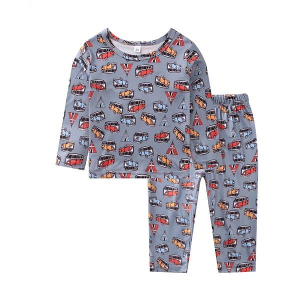 

Toddler Boys Bus & Tent Print PJ Set, Grey