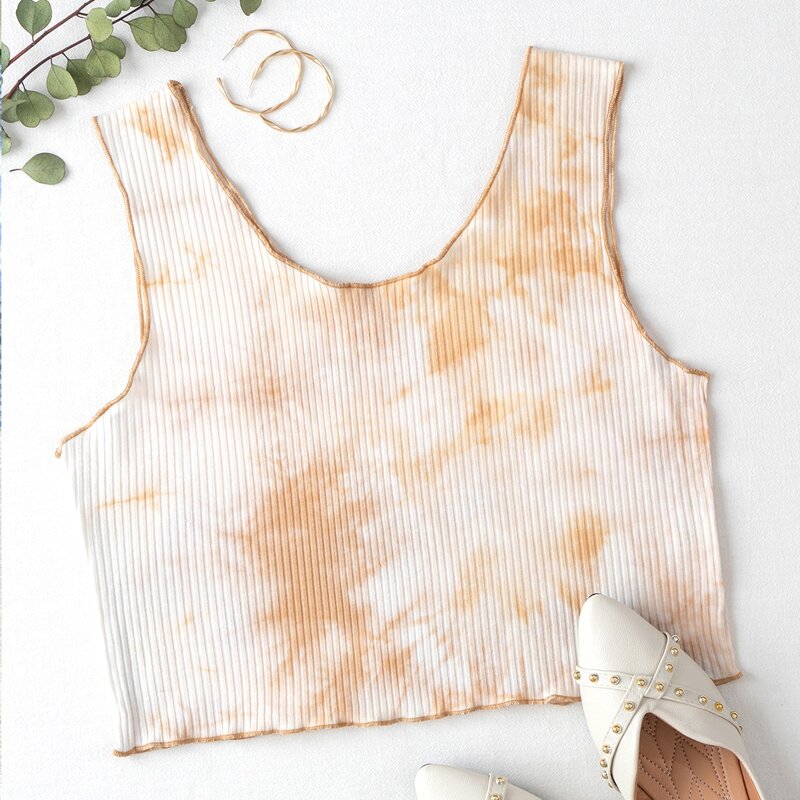 

Ribbed Tie Dye Crop Tank, Multicolor