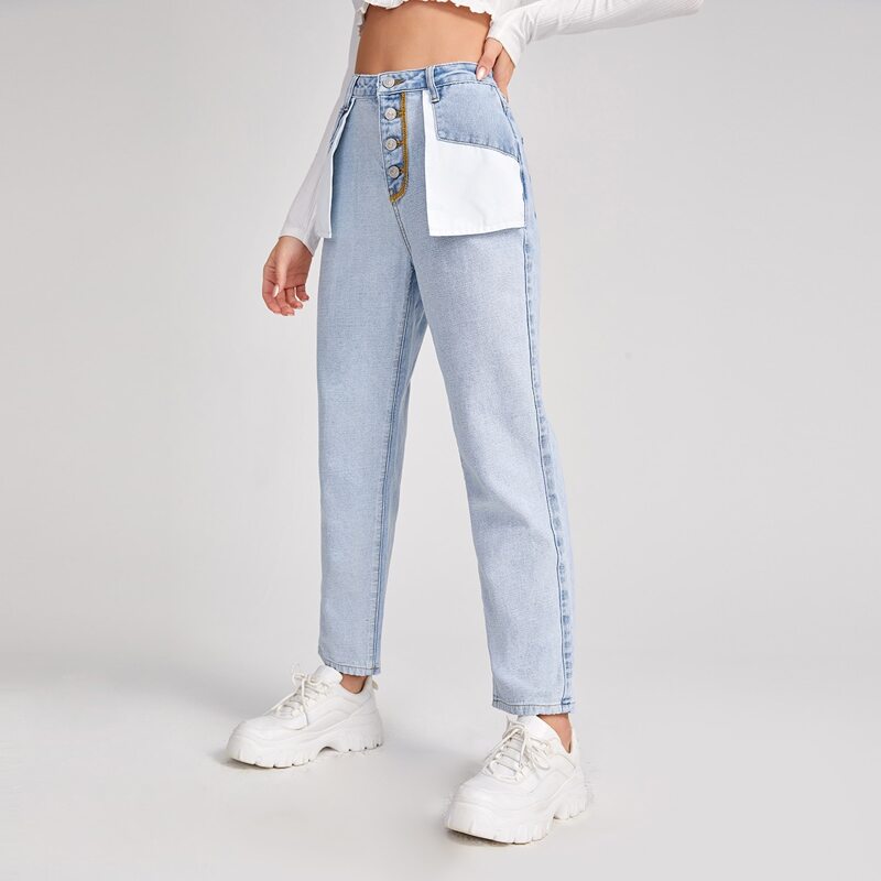 

Light Wash Button Front Jeans